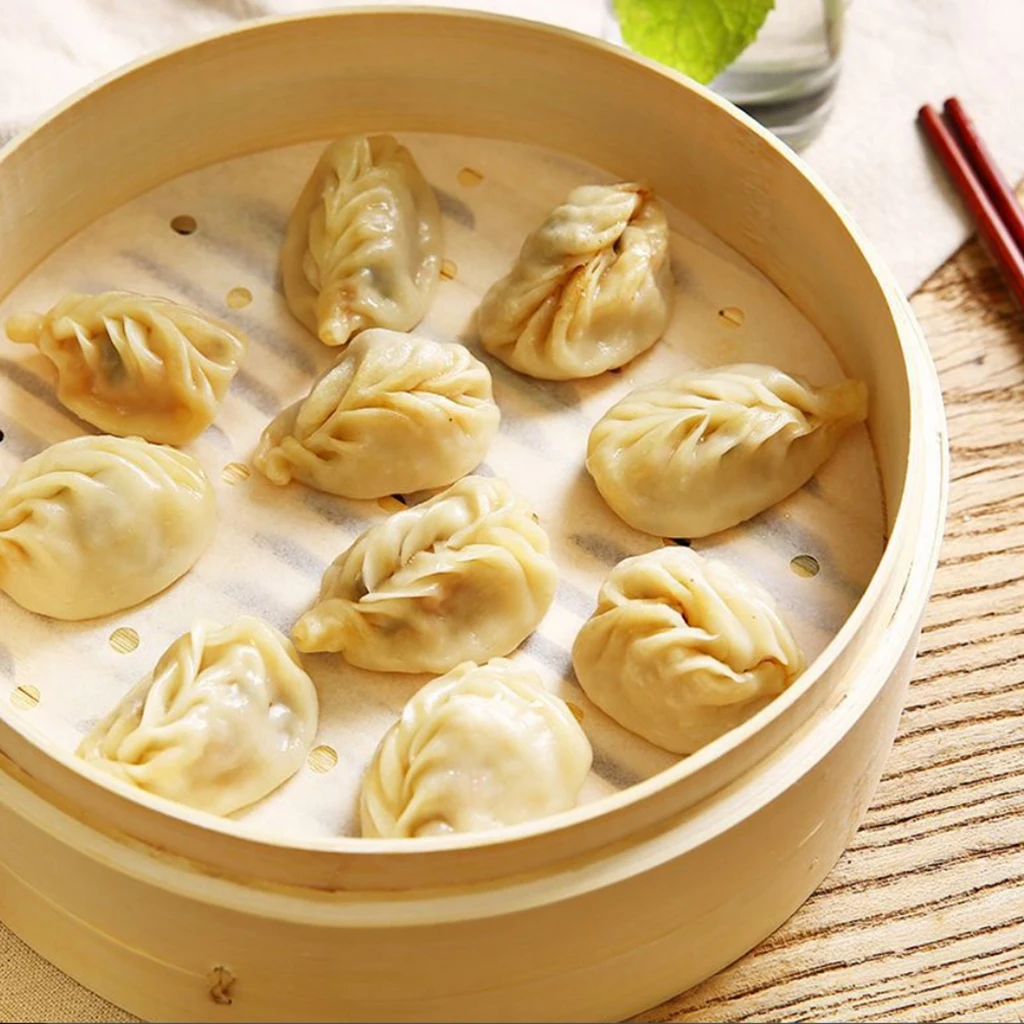 100pcs/set 4-9.5inch Perforated Bamboo Steamer Mat Liners Steamed Bun Baking Sheets