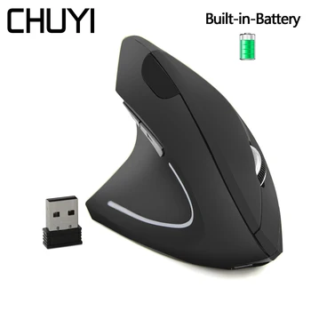 

CHUYI Left Handed Wireless Vertical Mouse Ergonomic USB Optical Mause 1600 DPI 5D Gaming Computer With Mouse Pad Kit For Gamer