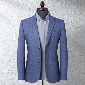 

2020 Season Leisure Suit Male Knitting Elastic Force Cable Edge Slim Fit Solid Color Men Small Suit Coat
