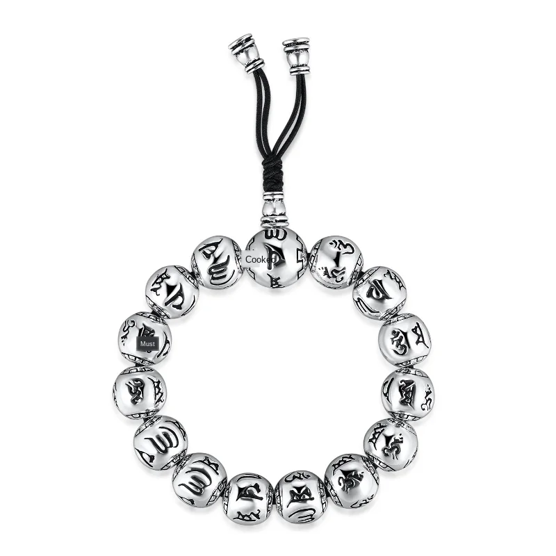 Cigovo из бисера серебряные бусины браслеты бусины мужские властные 925 серебро мантра мужской ретро браслет