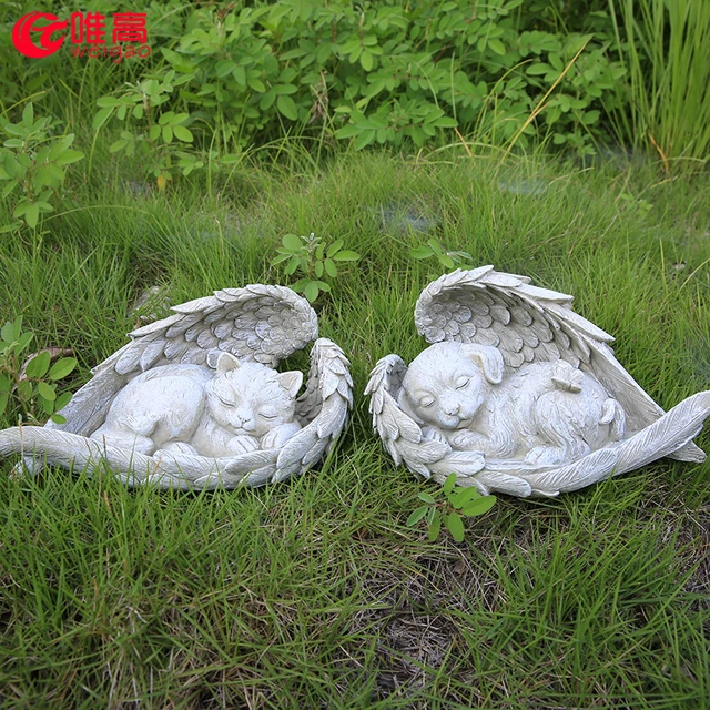 paste Perforate novelty Resin Sleeping Dog Angel Wing Figurines Nordic Fairy Garden Modern Resin  Statues For Interior Home Shelf Decoron Christmas Gift - Vases - AliExpress
