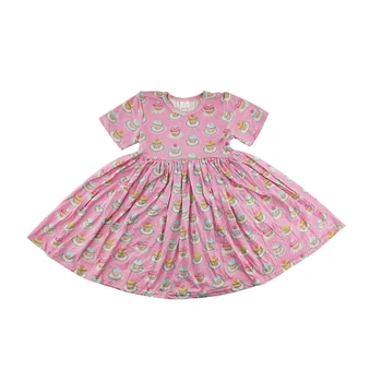 

Fancy forzen baby girl sleeveless twirl dress animal boutique children's clothing