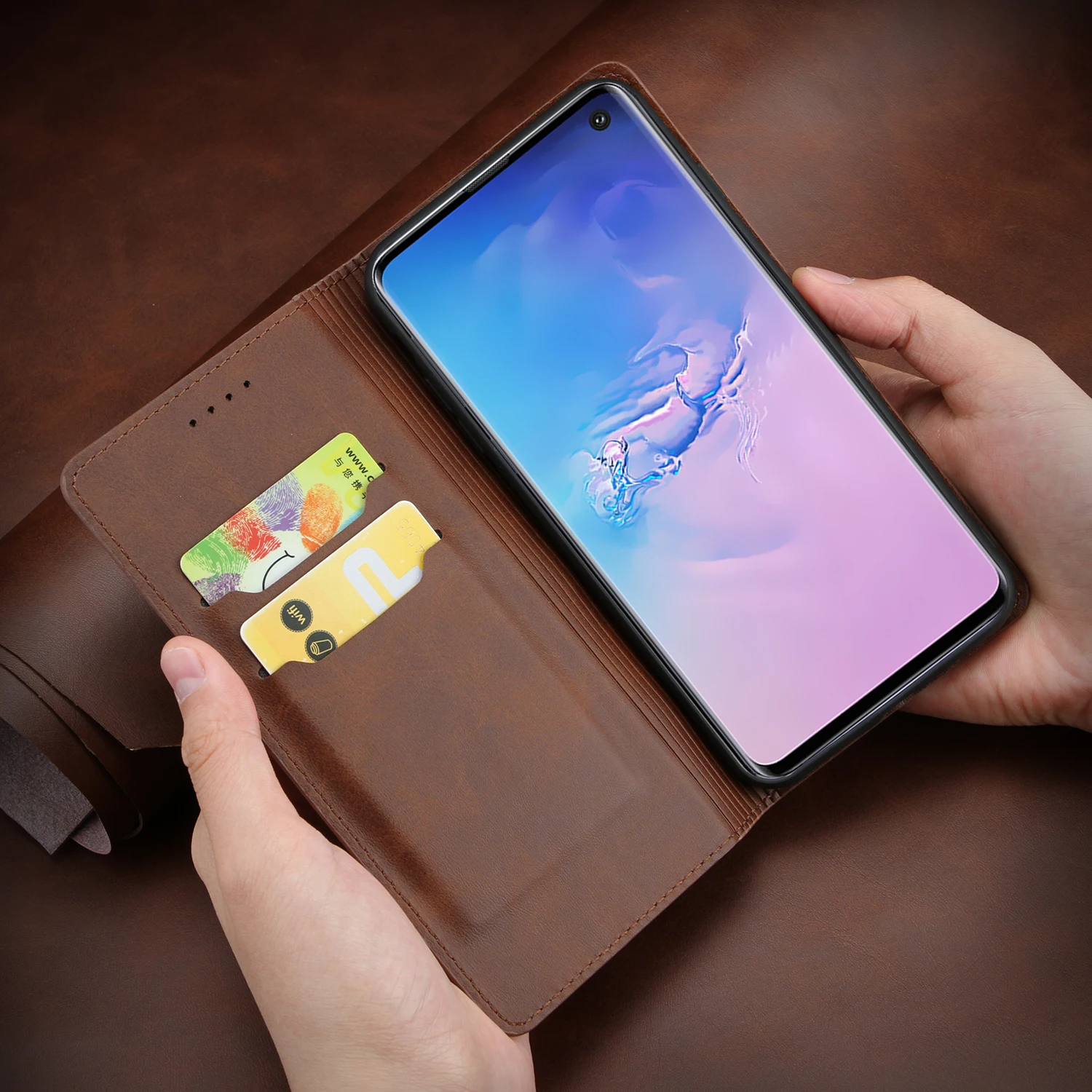 Чехол для samsung S10, Магнитный кожаный чехол-книжка, беспроводной зарядный чехол с отделениями для карт, подставка для samsung Note 10, Мягкий ТПУ чехол-накладка