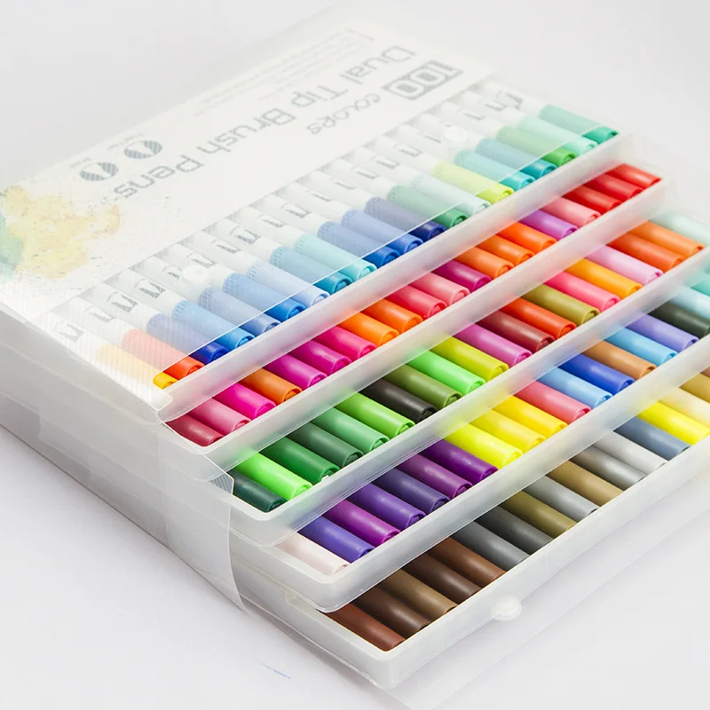 Маркеры на водной основе для рисования акварелью 100 цветов|brush marker pens|drawing penmanga