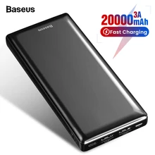 Baseus 20000 мАч Внешний аккумулятор для iPhone 11 Xiaomi Mi samsung 20000 мАч Внешний аккумулятор портативный внешний аккумулятор зарядное устройство повербанк