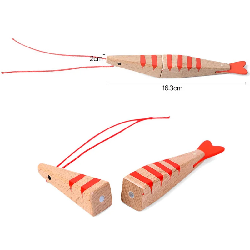 Montessori Simulation Woodens Magnetic Cutting Seafood Lobsters Crab Game Kitchen Model Early Educational Toys for Children Gift 4