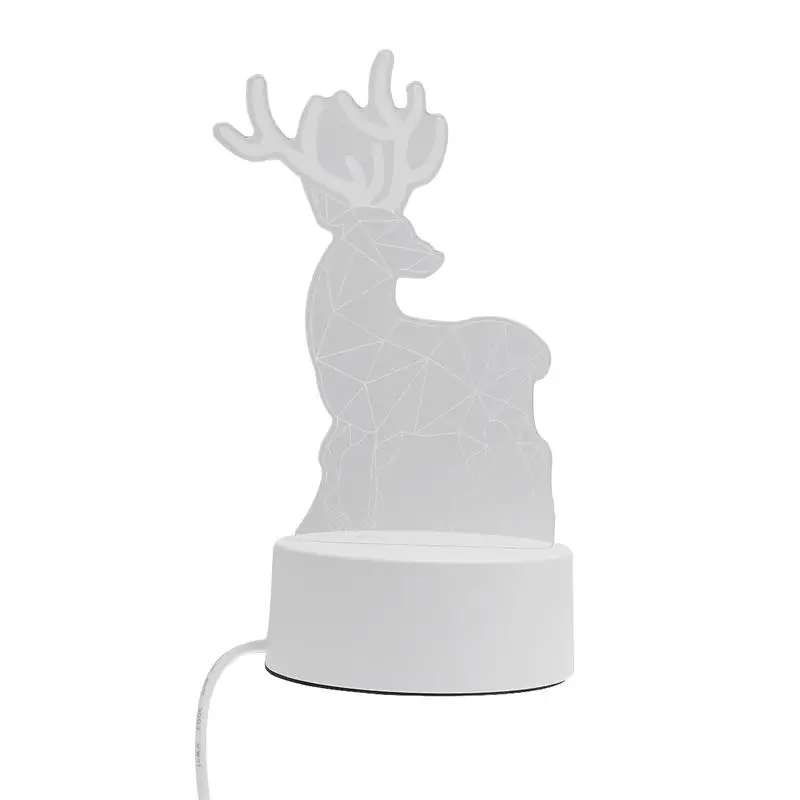 

3D LED Night Light Deer Table Lamp Decorative Light for Bedroom Kids Room (USB Button Monochrome, Warm Light)