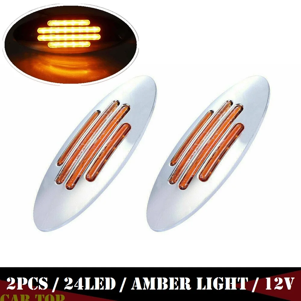 

24LED Truck Marker Lights Amber Side Marker Light Clearance Truck Trailer Indicator 12V For Peterbilt