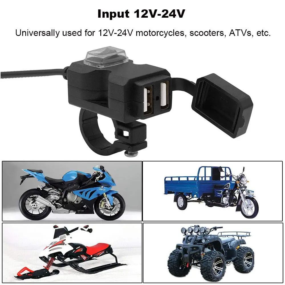 Двойной USB мотоцикл Зарядное устройство 5V 1A/2.1A адаптер Питание gps ATV разъем(жидкокристаллический дисплей) 9-24 V/9-90 V Водонепроницаемый зарядки для iPhone Sumsung