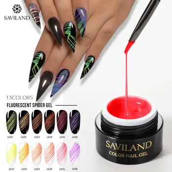 

SAVILAND Neon Fluorescent Wire Drawing Gel Nail Polish DIY Nail Art Gel Pull Line Thick Elastic Paint Spider Nail UV Gel Lacquer