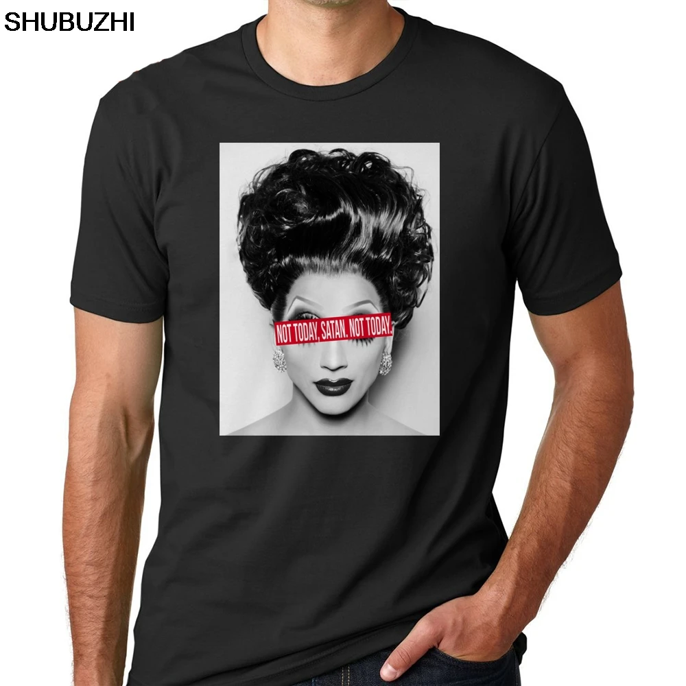 

Tee Shirts 100% Cotton T-Shirts Normal Short Sleeves Crew Neck Male T Shirts RuPaul Not today Satan Not today RuPaul's Drag Race
