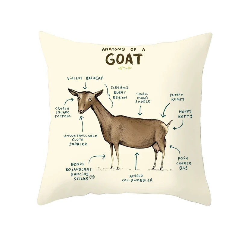 Hot Sale Decorative Cushion Cover 45*45cm Square Pillow Cover Animals Anatomy Pillowcase Sofa Car Cushion Cover Throw Pillowcase