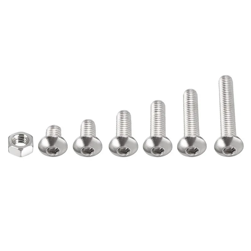 BMBY-170pcs 304 из нержавеющей стали M4 Шестигранная головная головка винта набор гаек комплект