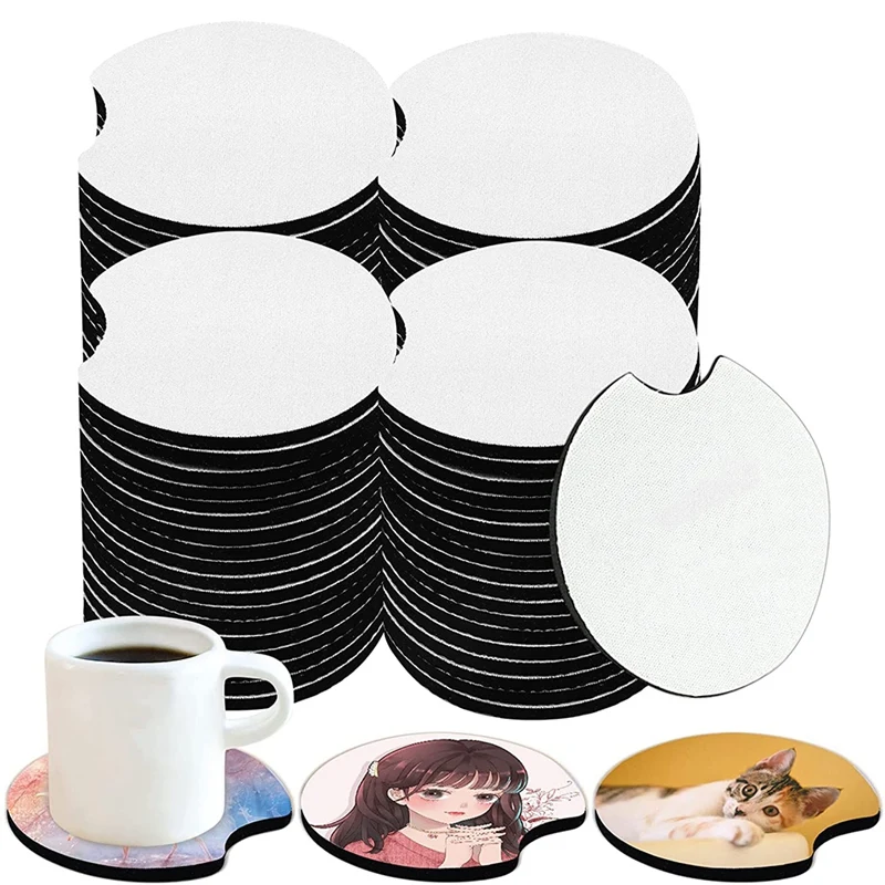 Promotion 100 Pcs Of Sublimation Blank Car Coasters Round Opening Used For DIY Crafts |