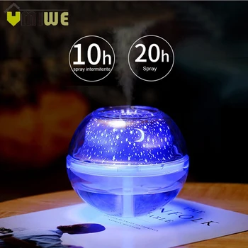 

500ml USB Crystal Projector Lamp Two-stage Fog Humidifier Projection Atmosphere Lamp Using 9 High-brightness Chip LED Lamp Beads