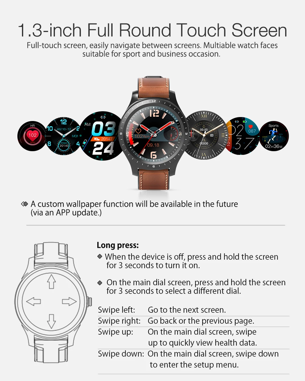 Tela de Toque Cuidados com a Saúde dos Homens Pulseira para Ios Android para Xiaomi Blitzwolf Completa Relógio Inteligente Freqüência Cardíaca Hl2 3 inteligente freqüência cardíaca cuidados com a saúde