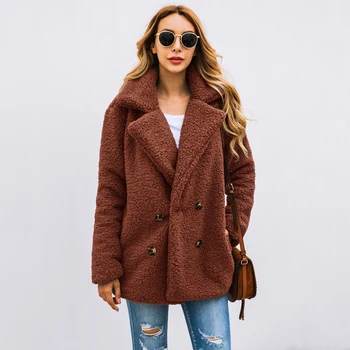 

Plush Warm Teddy Winter Coat Women Casual Jaqueta Feminina Thick Jackets Coats Vetement Femme 2020 Solid Kurtki Damskie Cothing