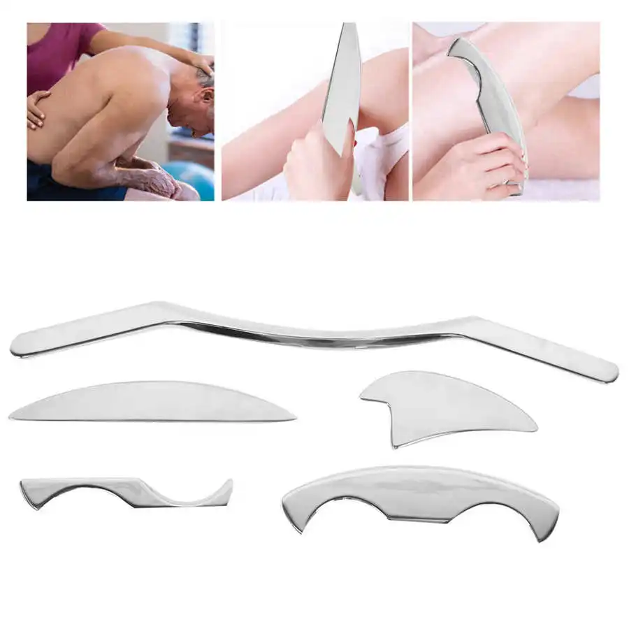 5pcs / set Stainless Steel Gua Sha Scraping Plate Body Muscle Relax Massage Tools Kit Apparatus |