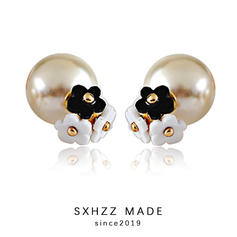 

SXHZZ New Arrive Fashion Simple pearl Clip on Earrings Non Piercing For Women Elegant Simulated Pearl Flower Jewelry Brincos