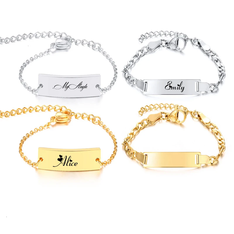 Engrave Custom Bracelet Stainless Steel Birthday Name Personalized Gift For Girl Boy Nameplated Bracelet Wristband stainless steel bracelet