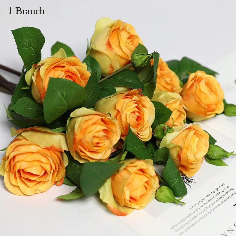 Yellow 1 PC Юмай 60см осенние розы цветы искусственные украшения - Цвет: Yellow 1 PC
