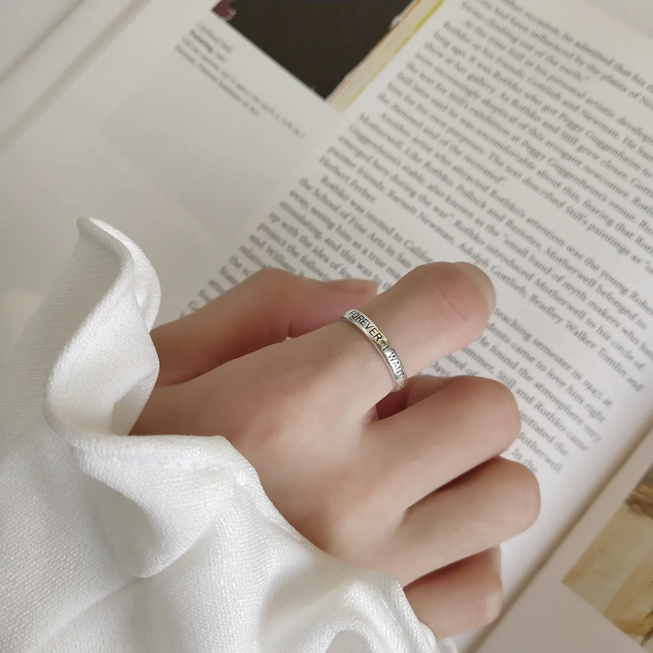 Kinel S925 стерлингового серебра ювелирные изделия простое кольцо личности украшения хипстера Двухслойное кольцо Ретро дизайн bamboo раздел диких