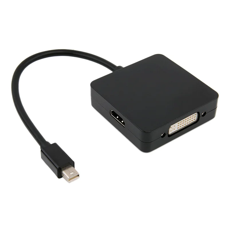 Прямая поставка с фабрики Мини DP Displayport для VGA+ HDMI+ DVI Конверсионный кабель Thunderbolt Macbook - Цвет: Black