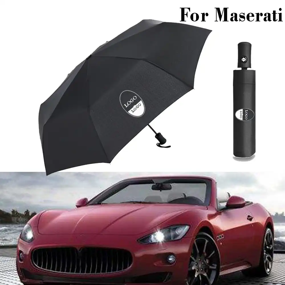 マセラティロゴ傘メンズレディース防風ポータブルハンドル折りたたみビジネス傘屋外雨自動車エンブレム美容スタイリング 防水傘セット Aliexpress