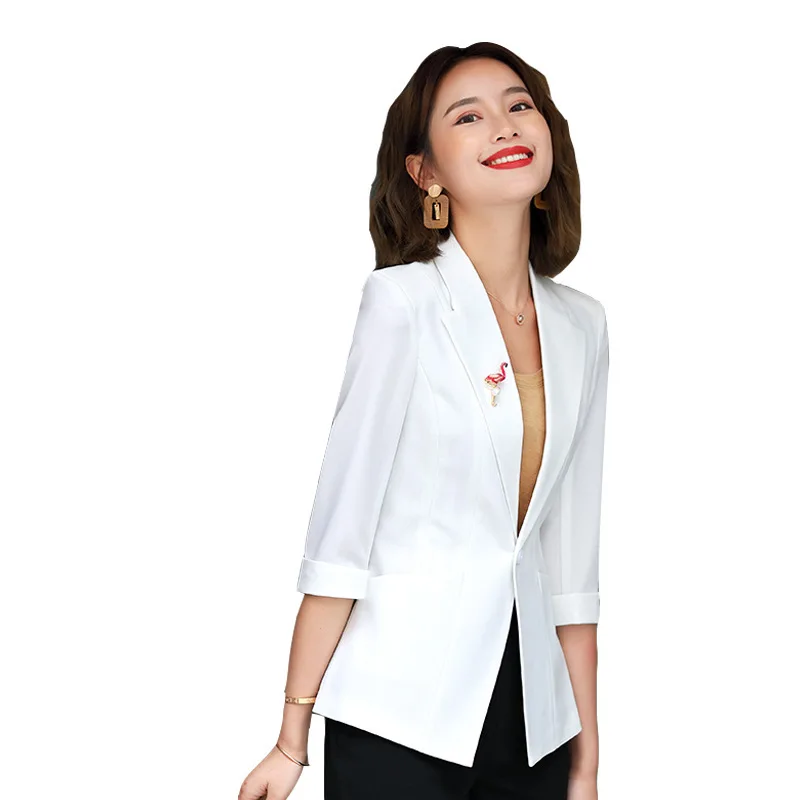 

Suit Jacket Women's 2019 New Style Versatile Debutante South Korea Spring British Style Elegant Half-sleeve Shirt Slim Fit Suit