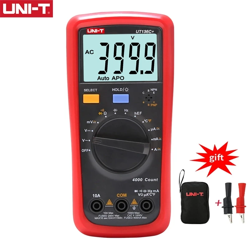 UNI-T UT136C+ high precision digital multimeter AC and DC voltage and current ohm diode frequency automatic range UT136B+