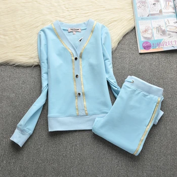 

Women Tracksuit Single breasted Sweatshirt Pants 2 Pieces Set Fashion 2020 Female Cropped Top And Trousers Suits