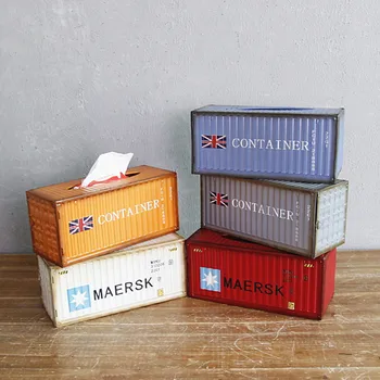 

American Retro Industrial Style Creative Container Design Iron Tissue Box Restaurant Table Placement Personality Decorations