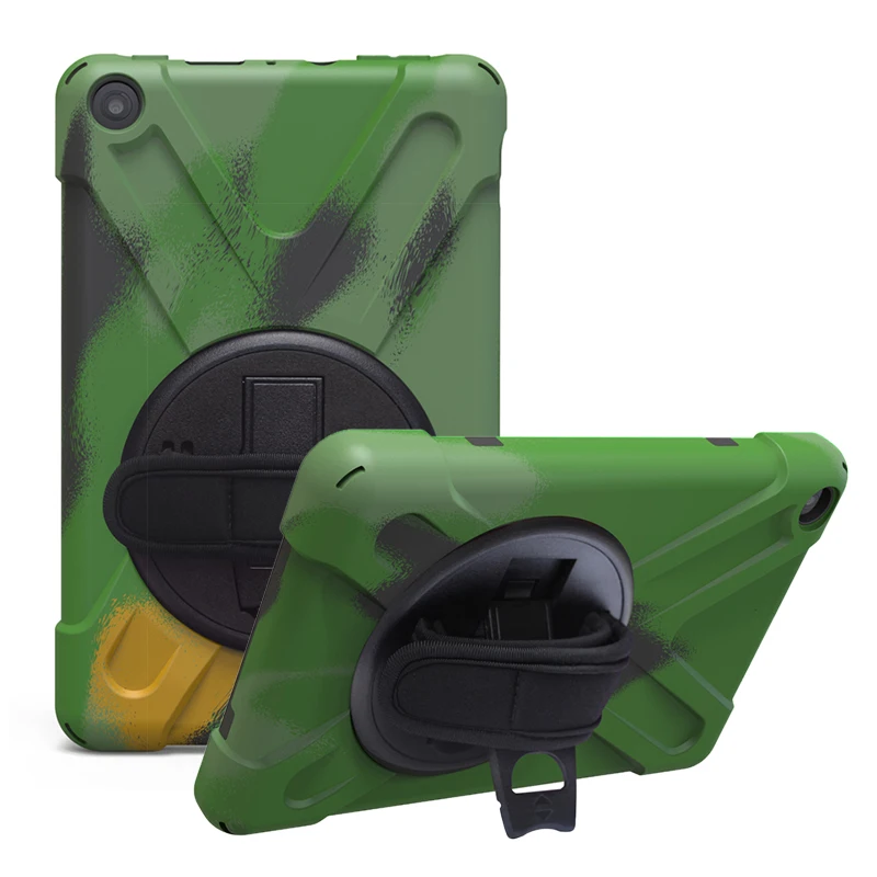 

Case For Amazon kindle Fire HD8 2018 2017 8 inch Heavy Duty Rugged Protection Cover with Kickstand Hand+Neck Strap