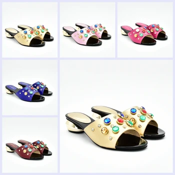 

New Italian Women Sandals Shoes Decorated with Rhinestone 5 Colors Open Toe Sexy Ladies Shoes Party Wedding Shoes Pumps 78-4