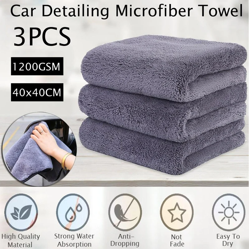 Lavagem de Carro Toalha de Limpeza de Carro Pano de Secagem Pano para Cozinha Cuidados com o Carro Detalhando Microfibra Grosso Pano 1 Pcs 1200gsm