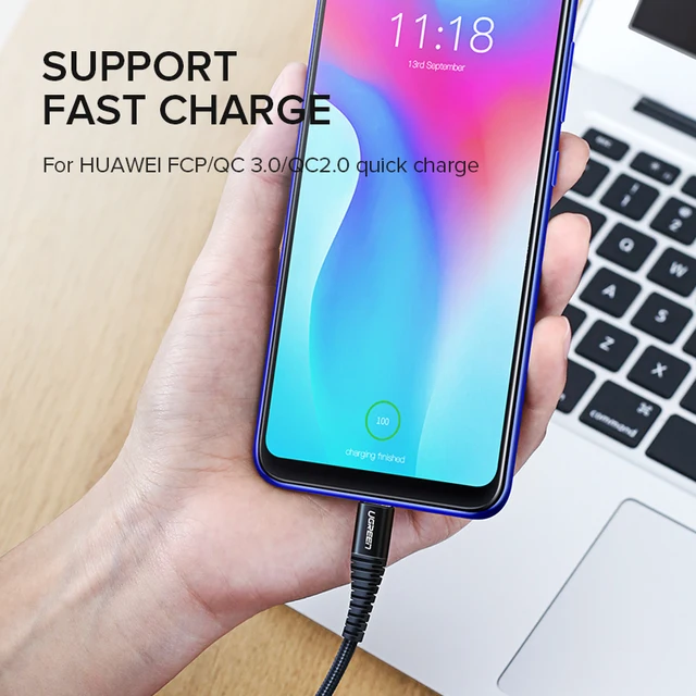 Ugreen USB Type C Cable 3A Fast Charger USB-C Data Cable for Xiaomi redmi note 7 Samsung Mobile Phone Type-C USB Charging Cable 2