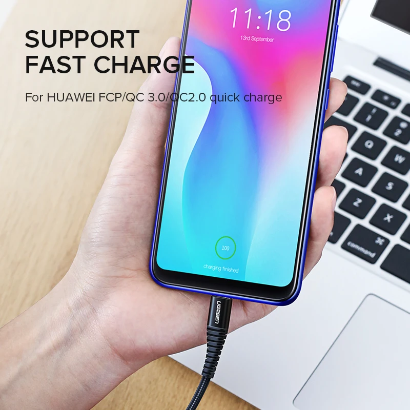 USB кабель Ugreen Тип C 3 А быстрое зарядное устройство для передачи данных Xiaomi redmi note 7