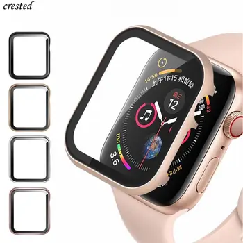 

Case + Glass for pulseira apple watch 5 4 3 2 1 44mm 40mm iWatch band 42mm 38mm All-around metal cover bumper+screen protector