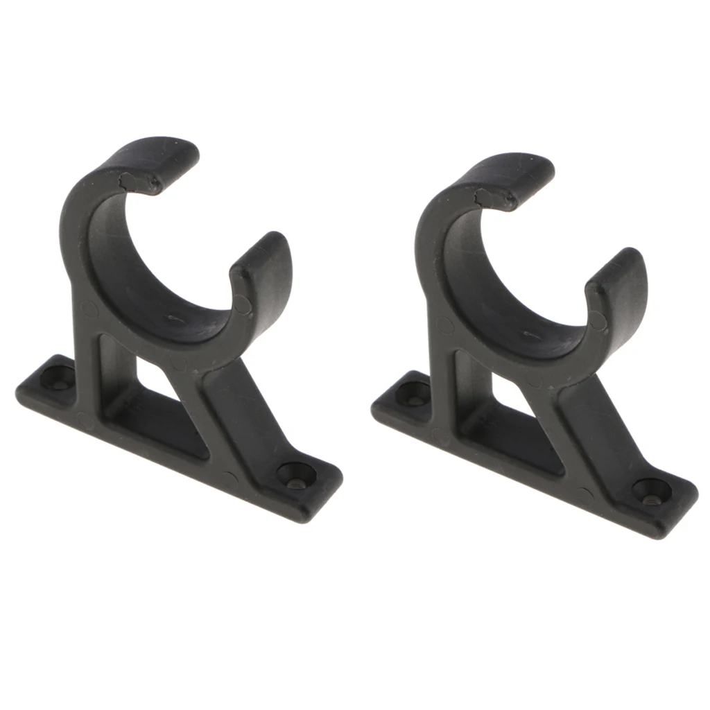 2pcs C-Shape Boat Hook Ladder Clamp Holder Bracket Clips Fit for 1-3/4 inch Ladders Tube, Black