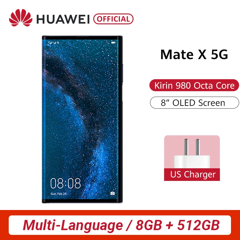 Предпродажа,, huawei mate X, складной экран, смартфон, 6,6 дюймов, тройная камера, 55 Вт, SuperCharge, 5G, мобильный телефон Скидка 600 руб. /. При заказе от 5500 руб. /Промокод: newyear600 / Количест