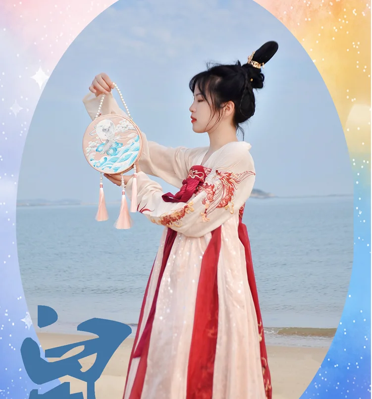 Angelatracy Hanfu Chinese Tiger Dragon Embroidery Tassel Rabbit Sheep Snake Horse Mouse Cow Monkey Pig Shoulder Circular Bags