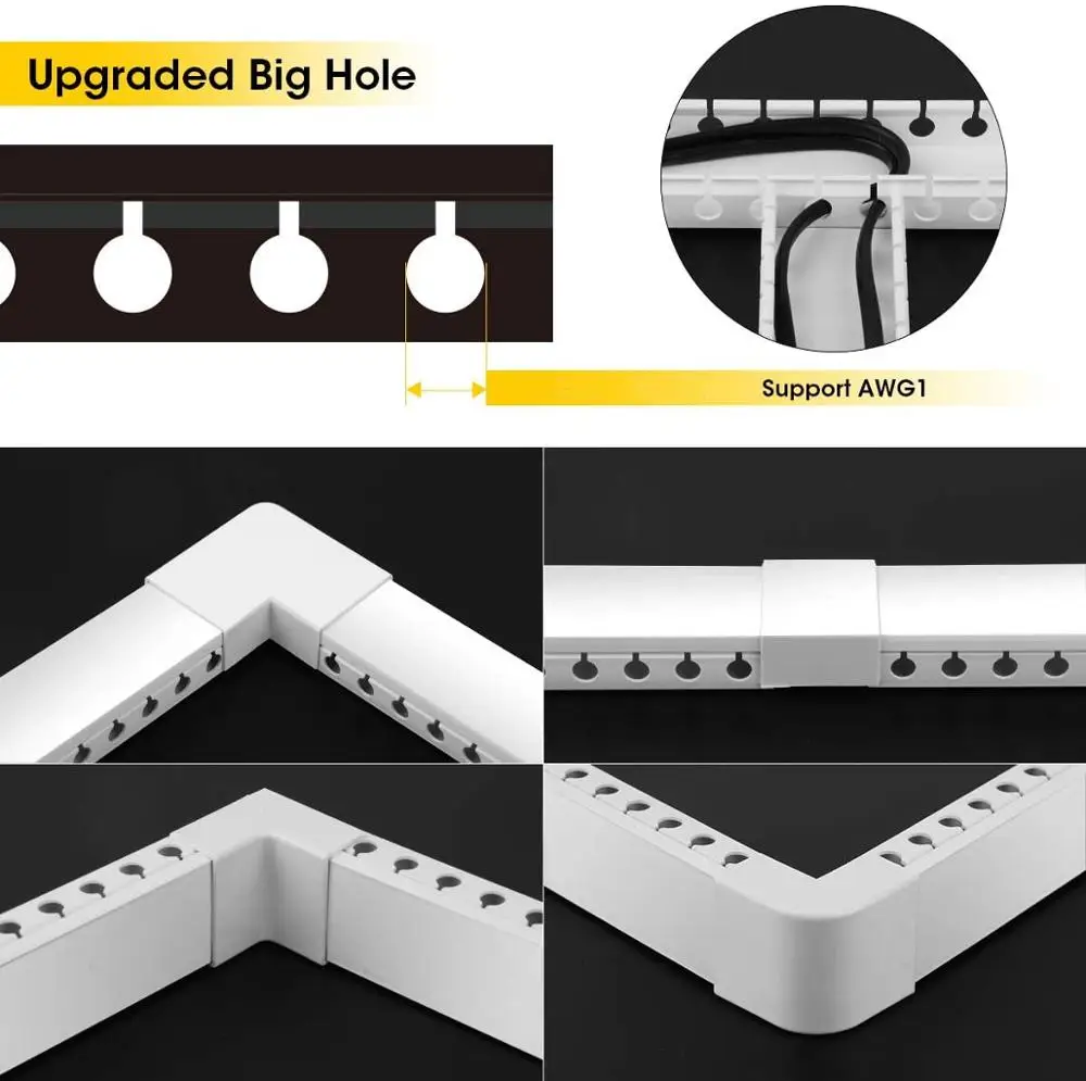 White/black D Channel Cable Raceway,on-wall Cable Concealer Cord Cover Wire  Hider,self-adhesive Cable Management Kit,hide Wires - Wiring Ducts -  AliExpress