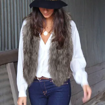 

Autumn winter Women Vest Sleeveless Coat Outerwear Long Hair Jacket Waistcoat high quality