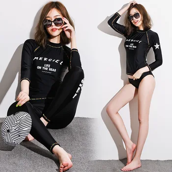 

Long Sleeve Bikini Windsurf Rashguard Female For Fitness Swimsuit Rushguard Pants Women Surfing Outdoor Split Three Piece Sun