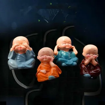 

Car Ornaments 4Pcs/Set Resin Monks Maitreya Buddha Kung Fu Doll Air Freshener Automotive Fragrance Vents Clip Auto Interior