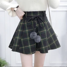 Осенняя Студенческая гофрированная Юбка стильная клетчатая Повседневная Короткие женские юбки шотландская юбка шотландская килт с бантом Kawayii Милая