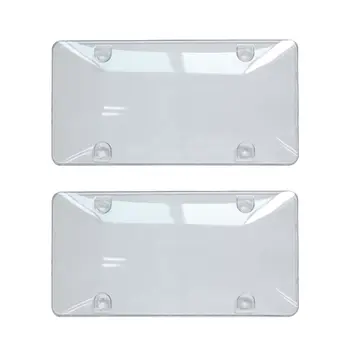 

2X Clear White License Plate Tag Frame Cover Shield Protector for Auto-Car-Truck
