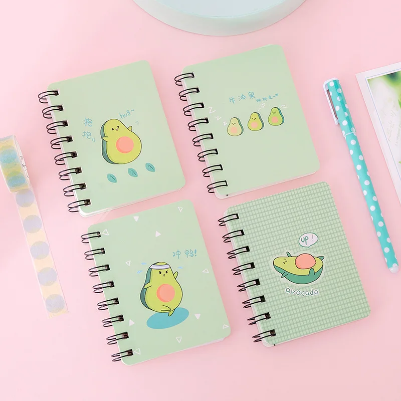 

Cute Avocado Coil Notebook A7 Portable Loose leaf Blank Word Book Card Tearable Notepads Stationery gift school supplies