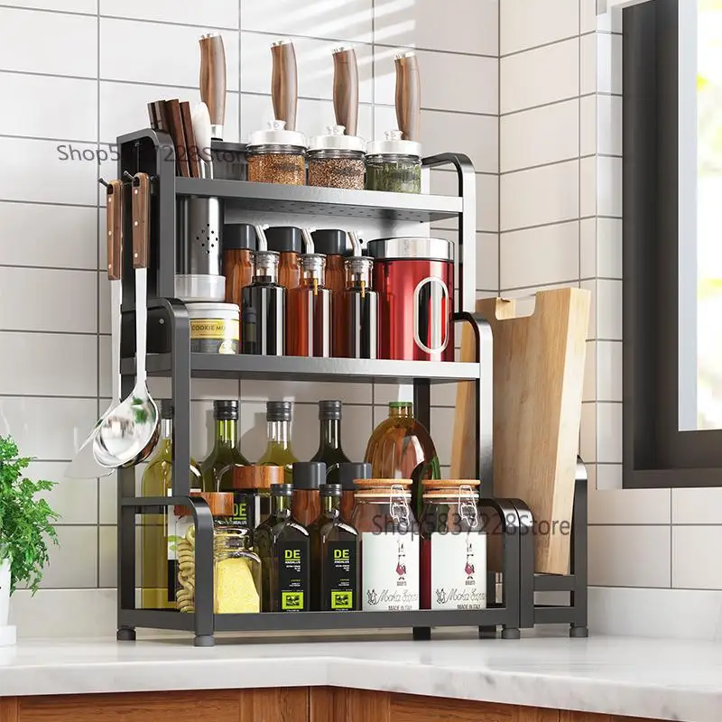 Stainless steel kitchen racks, multi function spice racks, countertops, oil, salt, sauce and