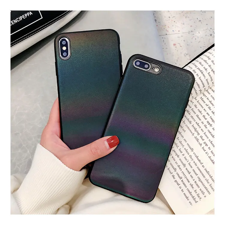 Радужный градиентный блестящий чехол для телефона Iphone Xs Max Xr простой Блестящий